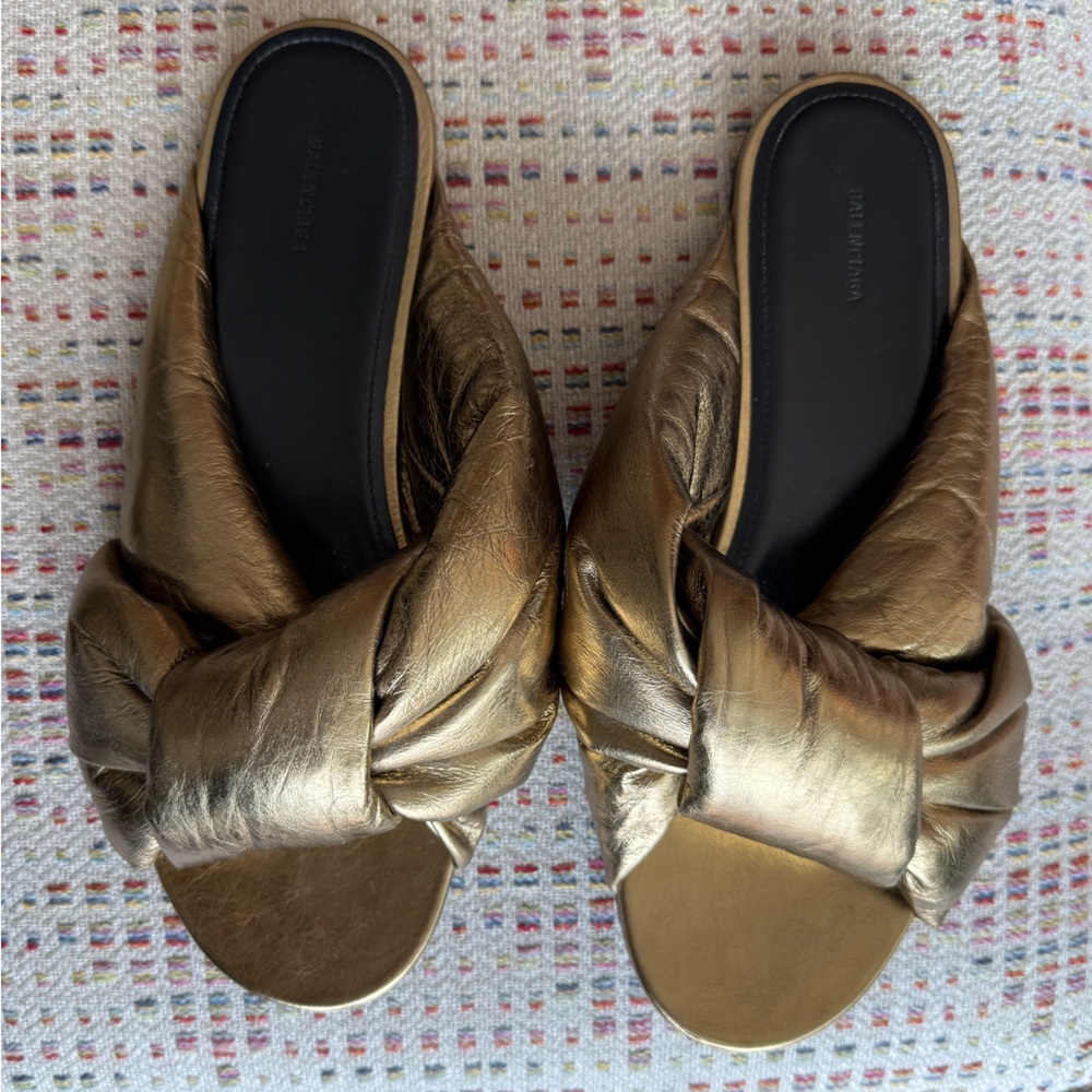 Balenciaga Gold Women's Slide Sandals